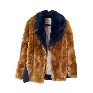 GREY JASON WU Colorblock Faux Fur‎ Jacket Sz 4